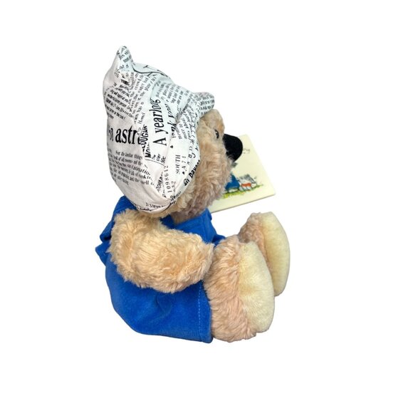 Boomerang Bear American Greetings Plush NWT Blue Overalls & Newsprint Hat - Picture 2 of 11